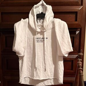 DKNY White Hooded Sweater